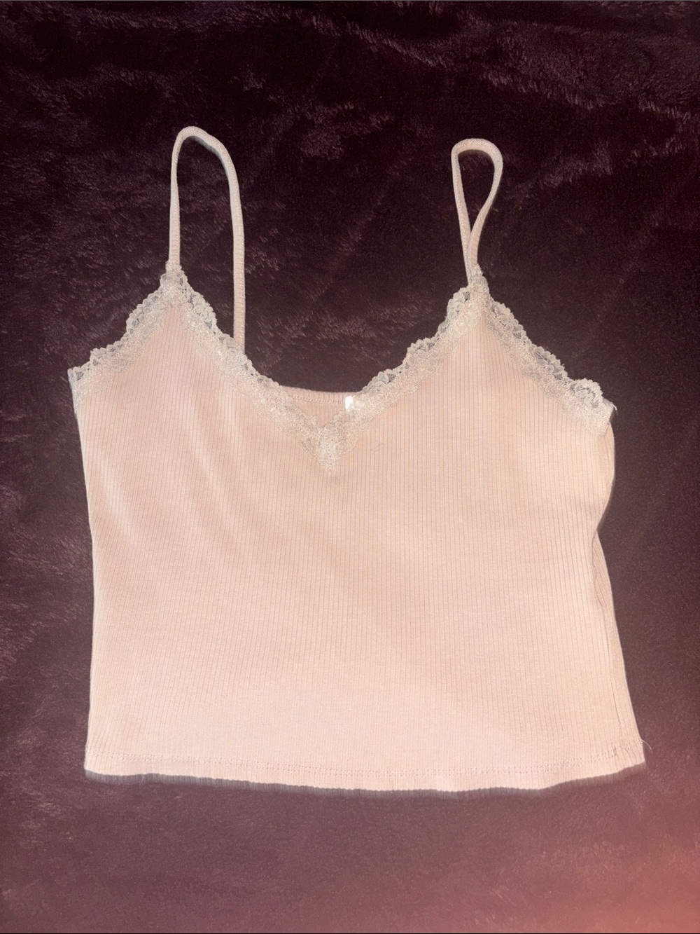 Garage Nude Ribbed Lace Trim Cami